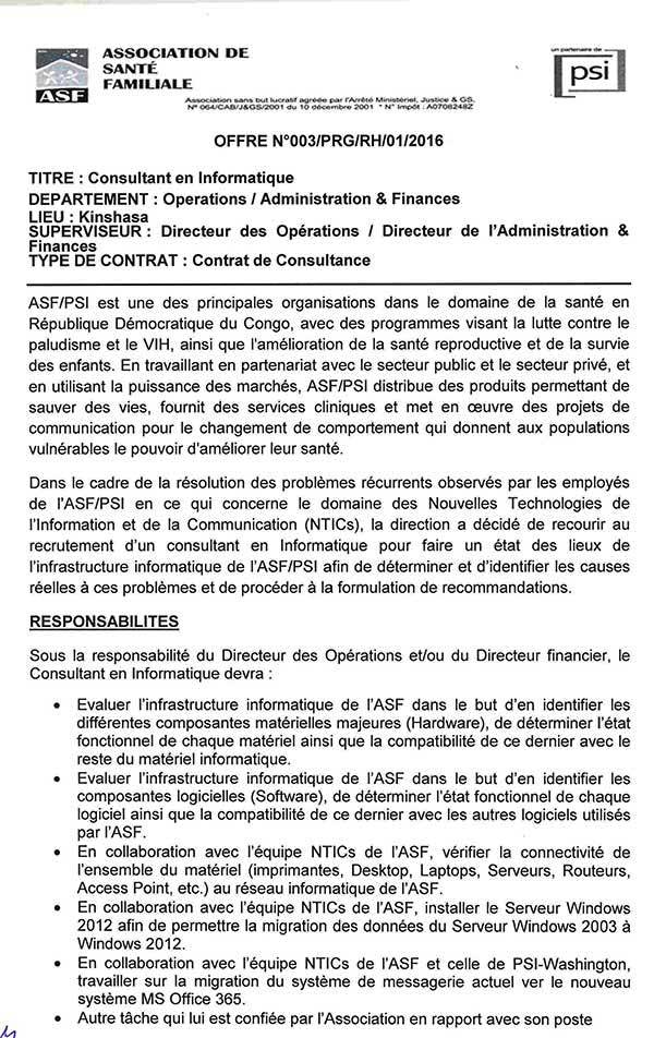 Offre d emploi consultant informatique
