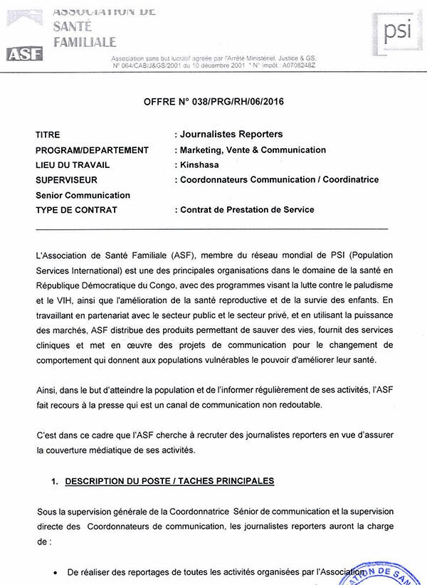 Offre d emploi journaliste