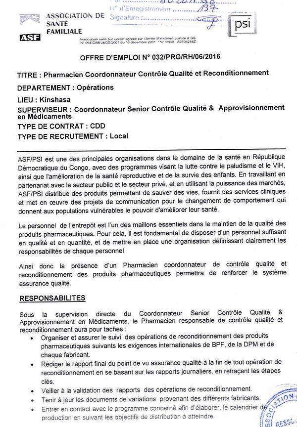 Offre d emploi pharmacienne