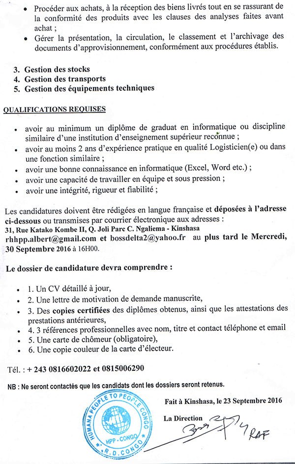 Offre d emploi logisticien