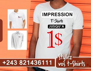 IMPRESSION SUR T-SHIRT JUSQU'A 1$