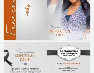 OBSEQUES DE FRANCOISE MUBUIKILAYI KANDE