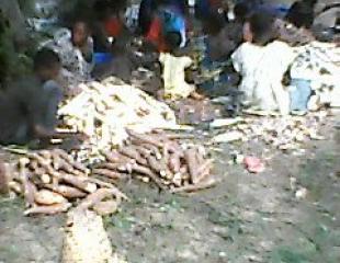 Vente publique de la farine de manioc par l'ONG RIDI en partenariat avec l'Association paysanne Kashipa Malanda, ce mardi 30 septembre 2020 dans la Commune de Nganza, à Kananga.
