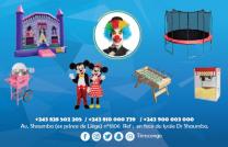 Location chateau gonflable, Tobbogan, trampoline, popcorn, barbe à papa, animation (clown), jeux organisés mediacongo