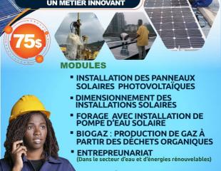 Formation en installation de panneaux solaires, Forage avec installation de pompe d'eau solaire et Production de biogaz grâce aux déchets organiques