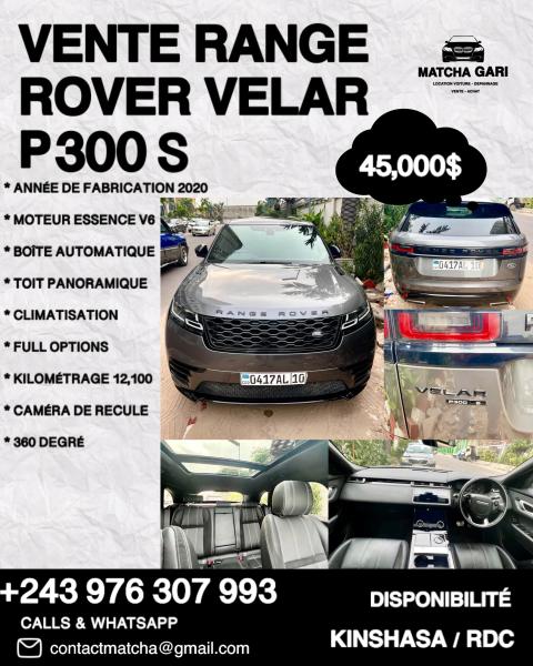 VENTE RANGE ROVER VELAR 2020  KINSHASA 