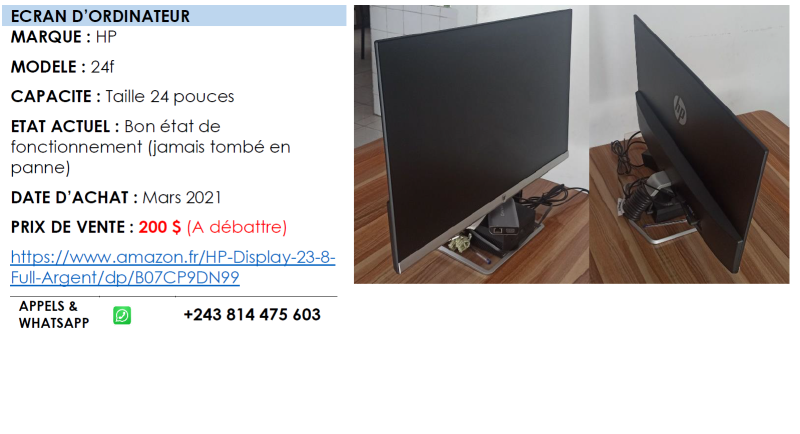 Moniteur HP 24 pouces cran plat