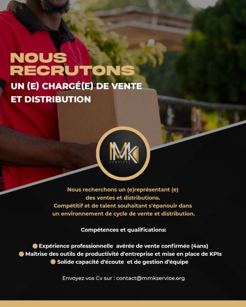 OFFRE DEMPLOI CHARGEE DE VENTE ET DISTRIBUTION 