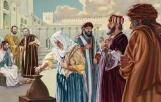 Jésus est assis près du Trésor du temple, c’est-à-dire du tronc où chacun met son offrande. De ce regard pénétrant qu’il porte sur tout et sur tous, il observe non pas combien, mai
