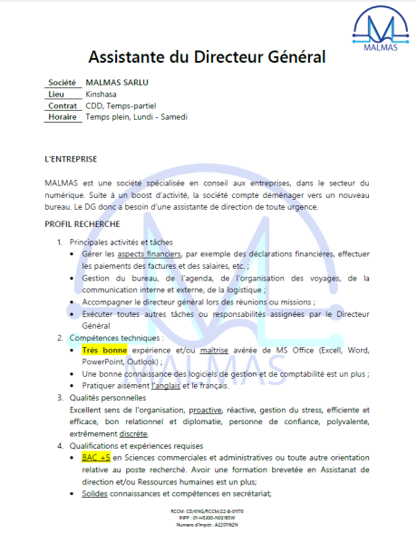 Assistante de Direction