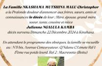 Nécrologie : Decés a Kinshasa de NGALULA NKAMBA Julienne  mediacongo