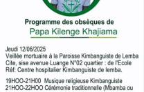 PROGRAMME DES OBSEQUES DE PAPA KILENGE KHAJIAMA mediacongo