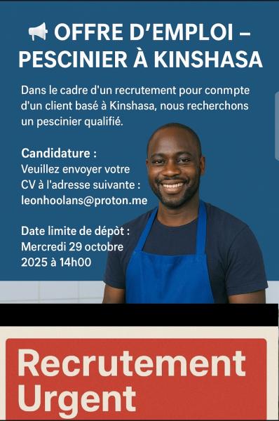 Offre demploi  Pescinier  Kinshasa