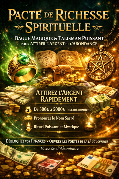 Pacte de richesse spirituelle  Bague magique et talisman puissant pour attirer largent et labondance rapidement