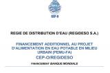 Plan d’Action de Réinstallation (PAR) pour les Travaux d’AEP de la Ville de Kinshasa