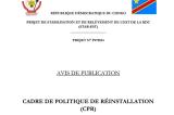 Avis de publication du Rapport final du Cadre de Politique de Réinstallation (CPR)