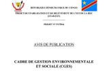 Actualisation du Cadre de Gestion Environnementale et Sociale du Projet de Stabilisation et de Relèvement de l’Est de la RDC