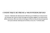 Publication des décaissements effectués par le FONER pour le financement de l’entretien des routes en faveur des Agences Routières éligibles à son financement