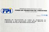 Message de félicitations du Fonds de Promotion de l’Industrie à Madame la Première Ministre, Cheffe du Gouvernement
