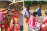 Inde : Un couple se rend en marmite à sa cérémonie de mariage pendant les inondations