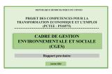 Rapport provisoire de Cadre Environnemental et Social du Projet des Compétences pour la Transformation Economique et l’Emploi (PCTEE)
