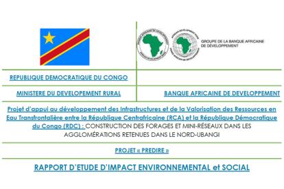 Infos congo - Actualités Congo - -Rapport d’étude d’impact environnemental et social du Projet d’appui au développement des Infrastructures et de la Valorisation...