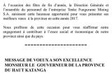 Message de vœux de la Direction Générale de TFM aux Excellences Gouverneurs de la Province du Lualaba et de la Province du Haut Katanga