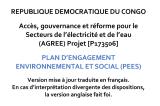 Version mise à jour traduite en français du Plan d’Engagement Environnemental et Social (PEES)