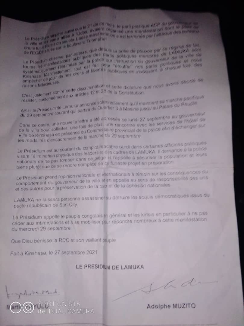 FAYULU ET MUZITU SE RAPPELLENT DE MEILLEURE INTELLIGENCE A NOTRE BON SOUVENIR PAR DES PROPOSITIONS... Lamuka_decla2