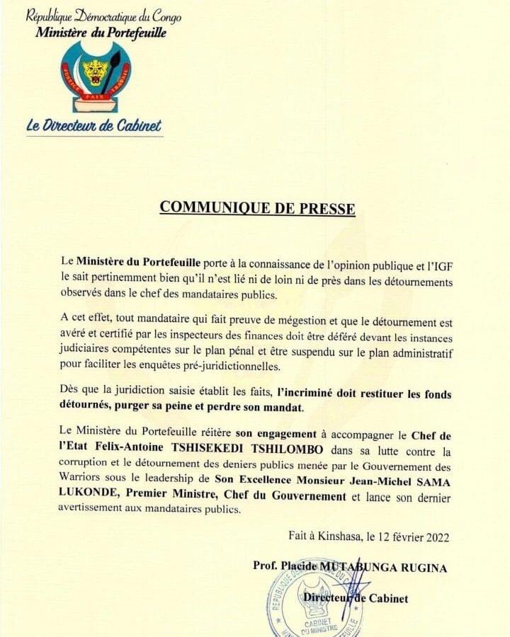 24 JANVIER 2019 - 24 JANVIER 2022 JOUR POUR JOUR TSHISEKEDI 3 ANS  A LA TÊTE DU PAYS !!! Kanyinda_adele_communique_22