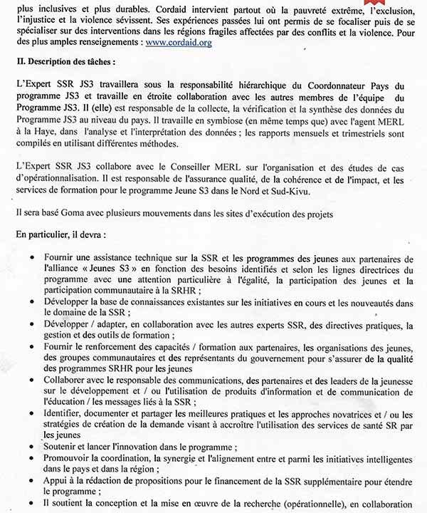 mediacongo.net - Offre d'emploi - Expert en Santé Sexuelle et ...