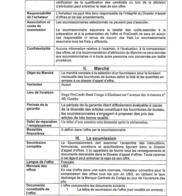 Mediacongo Net Appel D Offres Fournitures De Bureau
