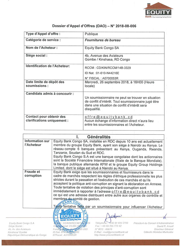 Featured image of post Mediacongo Appel D offre