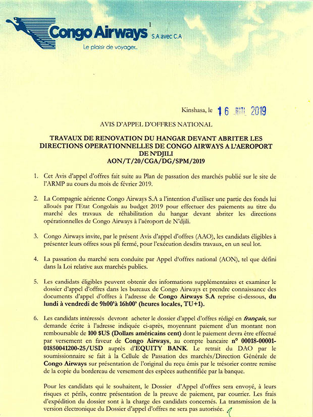 Offre d'emploi Travaux de rénovation du Hangar