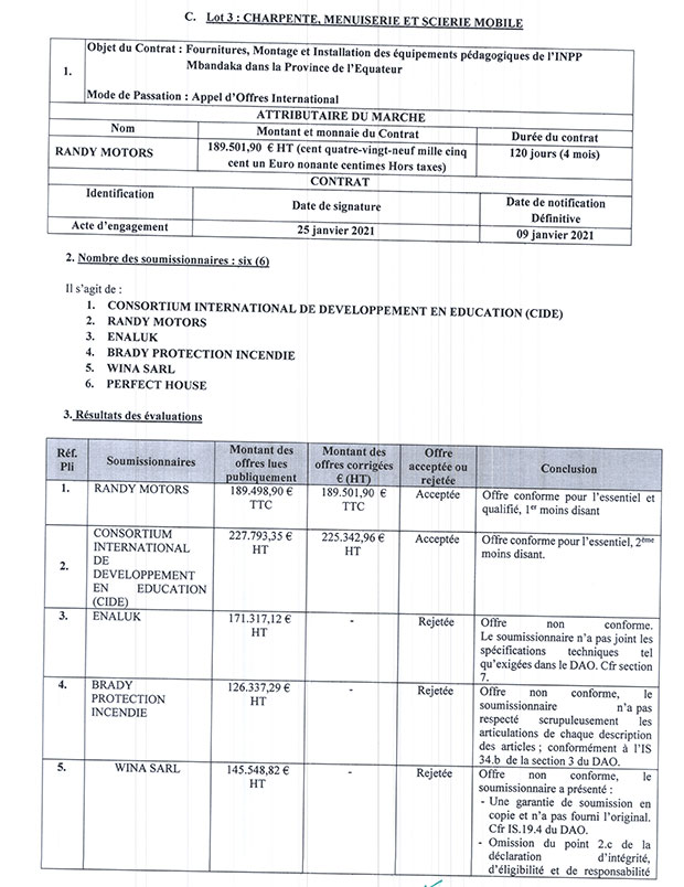 mediacongo.net - Offre d'emploi - ATTRIBUTION DE MARCHES : Fourniture ...