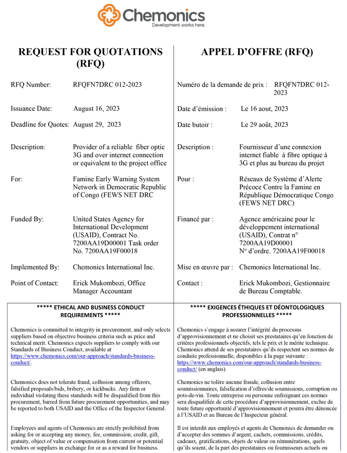 Offre d'emploi Fournisseur d’une connexion