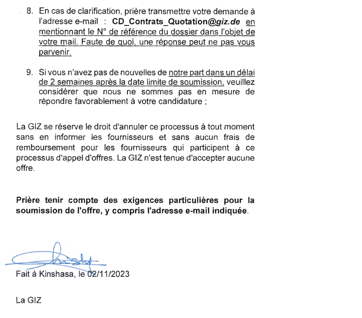 Offre d'emploi d’experts pour dispenser les