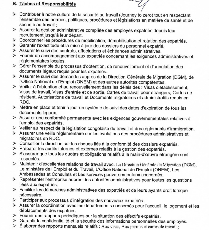 mediacongo.net - Offre d'emploi - Officer - HR Expatriate Management